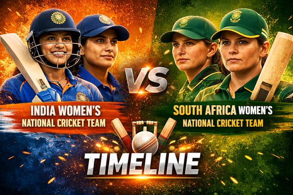 India Women’s National Cricket Team vs South Africa Women’s National Cricket Team Timeline