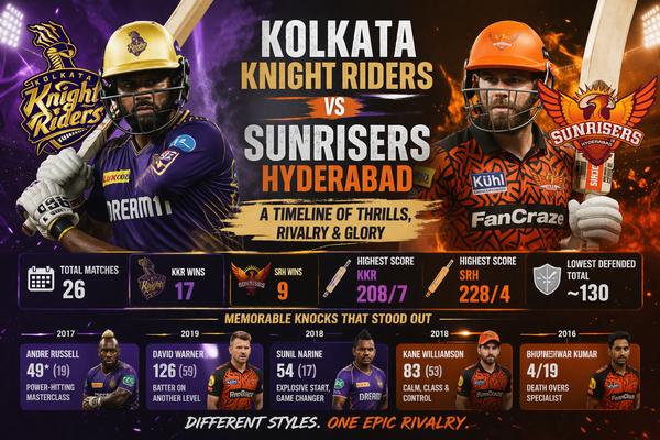 Kolkata Knight Riders vs Sunrisers Hyderabad Timeline